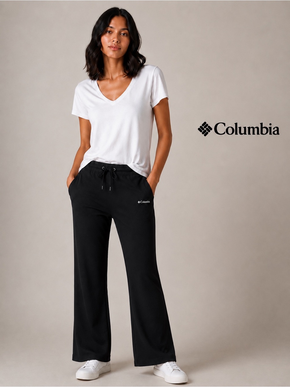 🌸Columbia Black Wide-Leg Drawstring Pants size10 Omni Shield active hiking sport